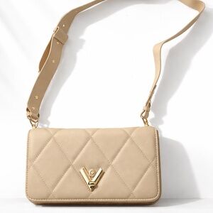 Valentino Orlandi Tan Quilted Crossbody Bag